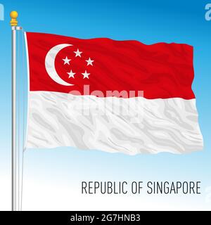 Offizielle Flagge Singapurs, asiatisches Land, Vektorgrafik Stock Vektor