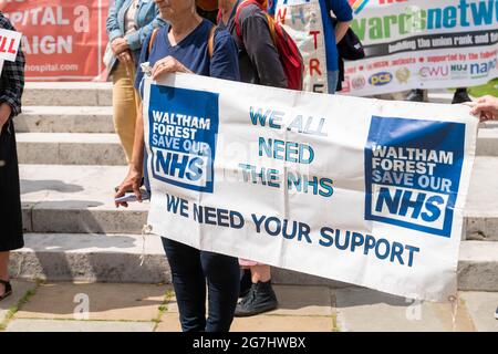 London, Großbritannien. Juli 2021. Halten Sie unseren öffentlichen Protest des NHS vor den Houses of Parliament Credit: Ian Davidson/Alamy Live News Stockfoto