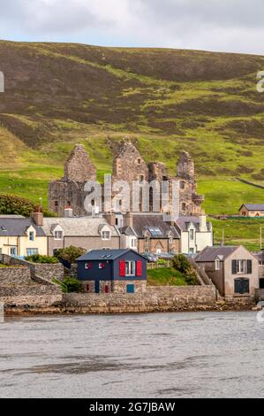 Scalloway Castle auf dem Festland Shetland. Stockfoto