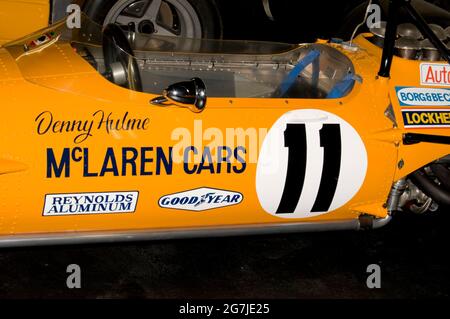 Denny Hulme's 1970 McLaren M14A Grand Prix Car im Donington Collection Museum Stockfoto