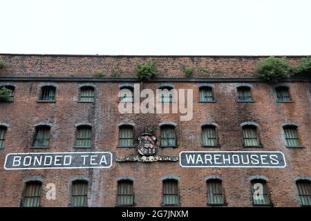 Historische Lagerhäuser für Bonded Tea in Liverpool Stockfoto