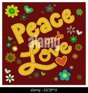 Love Power Illustration und Blumen-Symbole auf einem Hintergrund Stock Vektor
