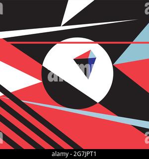 Abstrakter mehrfarbiger Hintergrund von geometrischen Objekten. Ein Beispiel für eine ungewöhnliche Abstraktion aus verschiedenen geometrischen Formen für eine Website oder ein Poster d Stock Vektor