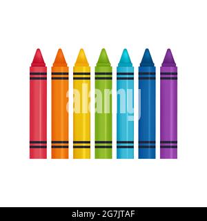 Set von Buntstiften enthält sieben Regenbogenfarben. Vektor-isolierte Illustration Stock Vektor