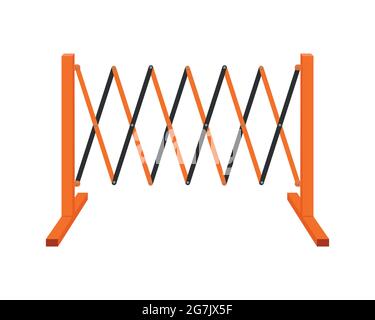 Gleitschranke. Verkehrshindernis auf weißem Hintergrund isoliert. Sicherheitszaun der Arbeitszone. Vektorgrafik Cartoon-Illustration. Stock Vektor