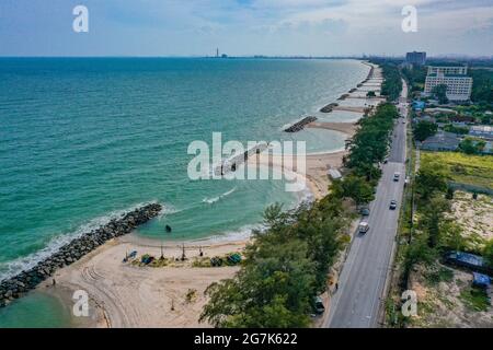 Luftaufnahme des PMY Beach in Rayong, Thailand Stockfoto