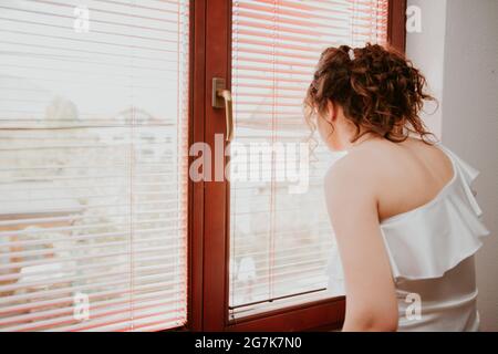 Braut am Hochzeitstag Stockfoto