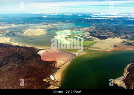 Salzverdunstungspeiche in der Nähe von Salt Lake City Utah Stockfoto