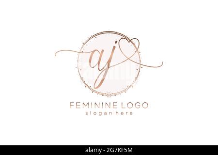 AJ Handschrift-Logo mit Kreis Vorlage Vektor-Logo der ersten Hochzeit, Mode, Blumen und botanischen mit kreativen Vorlage. Stock Vektor