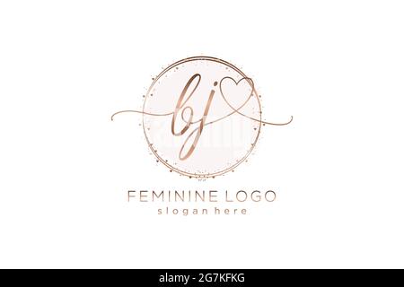 BJ Handschrift-Logo mit Kreis Vorlage Vektor-Logo der ersten Hochzeit, Mode, Blumen und botanischen mit kreativen Vorlage. Stock Vektor