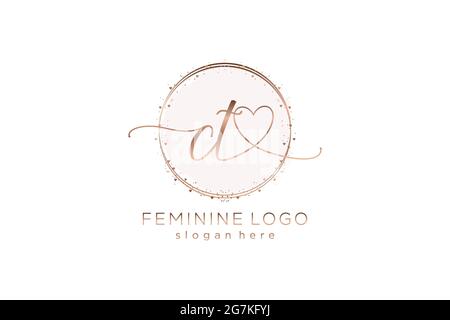CT-Handschrift-Logo mit Kreis Vorlage Vektor-Logo der ersten Hochzeit, Mode, Blumen und botanischen mit kreativen Vorlage. Stock Vektor