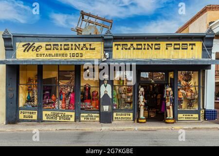 Santa Fe, New Mexico, USA, 6. April 2014: The Original Trading Post of Santa Fe Stockfoto