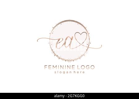 EA Handschrift Logo mit Kreis Vorlage Vektor-Logo der ersten Hochzeit, Mode, Blumen und botanischen mit kreativen Vorlage. Stock Vektor