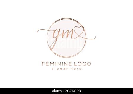 GM Handschrift Logo mit Kreis Vorlage Vektor-Logo der ersten Hochzeit, Mode, Blumen und botanischen mit kreativen Vorlage. Stock Vektor