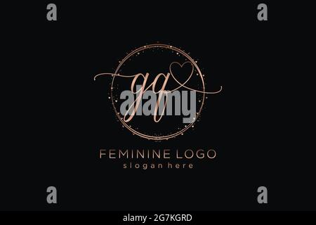 GQ-Handschrift-Logo mit Kreis Vorlage Vektor-Logo der ersten Hochzeit, Mode, Blumen und botanischen mit kreativen Vorlage. Stock Vektor