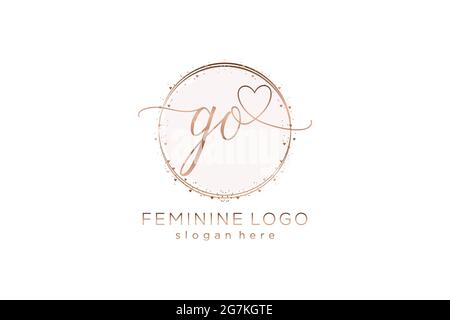 GO Handschrift Logo mit Kreis Vorlage Vektor-Logo der ersten Hochzeit, Mode, Blumen und botanischen mit kreativen Vorlage. Stock Vektor