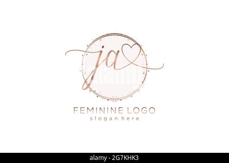 JA Handschrift Logo mit Kreis Vorlage Vektor-Logo der ersten Hochzeit, Mode, Blumen und botanischen mit kreativen Vorlage. Stock Vektor