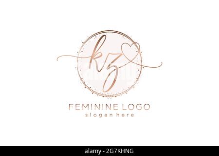 KZ Handschrift Logo mit Kreis Vorlage Vektor-Logo der ersten Hochzeit, Mode, Blumen und botanische mit kreativen Vorlage. Stock Vektor