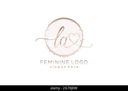 LA Handschrift-Logo mit Kreis Vorlage Vektor-Logo der ersten Hochzeit, Mode, Blumen und botanischen mit kreativen Vorlage. Stock Vektor