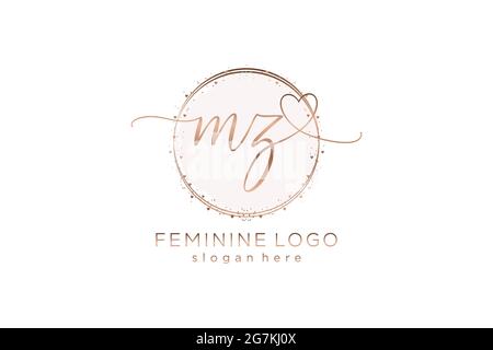 MZ-Handschrift-Logo mit Kreis Vorlage Vektor-Logo der ersten Hochzeit, Mode, Blumen und botanischen mit kreativen Vorlage. Stock Vektor