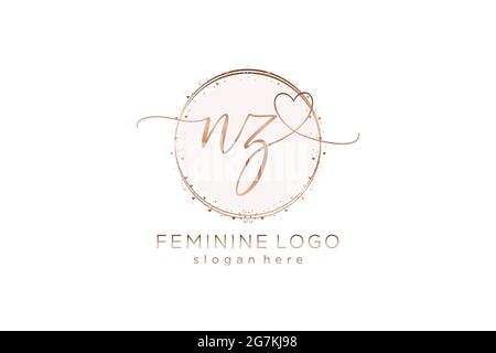 NZ Handschrift Logo mit Kreis Vorlage Vektor-Logo der ersten Hochzeit, Mode, Blumen und botanischen mit kreativen Vorlage. Stock Vektor