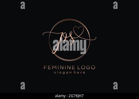 PS-Handschrift-Logo mit Kreis Vorlage Vektor-Logo der ersten Hochzeit, Mode, Blumen und botanischen mit kreativen Vorlage. Stock Vektor