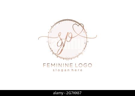 SP Handschrift Logo mit Kreis Vorlage Vektor-Logo der ersten Hochzeit, Mode, Blumen und botanischen mit kreativen Vorlage. Stock Vektor