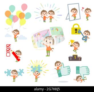 Ein Satz von Affen Junge auf Erfolg und positive.IT ist Vektor-Kunst, so ist es einfach zu bearbeiten. Stock Vektor