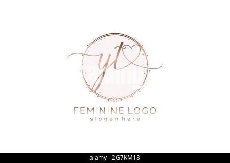 YT-Handschrift-Logo mit Kreis Vorlage Vektor-Logo der ersten Hochzeit, Mode, Blumen und botanischen mit kreativen Vorlage. Stock Vektor