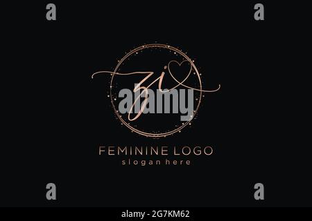 ZI-Handschrift-Logo mit Kreis Vorlage Vektor-Logo der ersten Hochzeit, Mode, Blumen und botanischen mit kreativen Vorlage. Stock Vektor