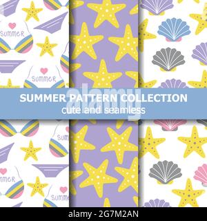 Strand Sommer Muster Kollektion . Sommerbanner. Sommerurlaub. Vektor Stock Vektor