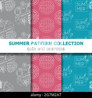Moderne Sommer Muster Kollektion . Sommerbanner. Sommerurlaub. Vektor Stock Vektor