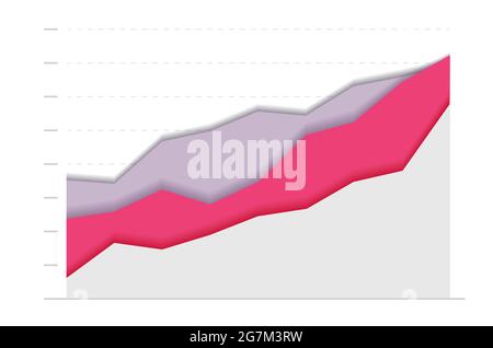 Abstract Financial Paper Chart mit drei Kurven geht nach oben. Modernes Design Stock Vektor