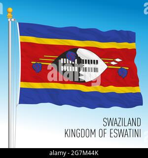 Offizielle Nationalflagge Swasiland, afrikanisches Land, Vektorgrafik Stock Vektor