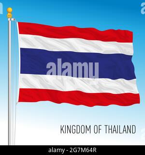 Thailand offizielle Nationalflagge, asiatisches Land, Vektorgrafik Stock Vektor