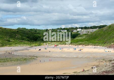 Manorbier Beach Pembrokeshire Coast National Park Wales Cymru Großbritannien Stockfoto