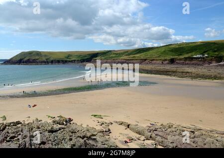 Manorbier Beach Pembrokeshire Coast National Park Wales Cymru Großbritannien Stockfoto