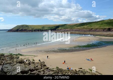 Manorbier Beach Pembrokeshire Coast National Park Wales Cymru Großbritannien Stockfoto