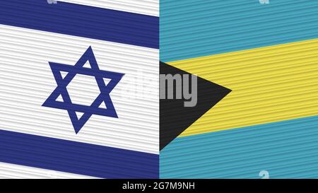 Bahamas und Israel zwei Half Flags zusammen Stofftextur Illustration Stockfoto