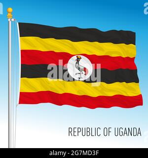 Uganda offizielle Nationalflagge, afrikanisches Land, Vektorgrafik Stock Vektor