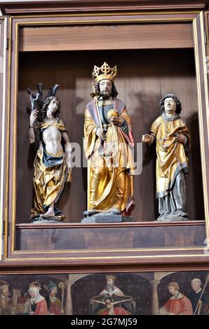 Bamberg, Deutschland: Innenraum des Bamberger Doms, ein spätromanisches Gebäude mit vier Türmen Stockfoto