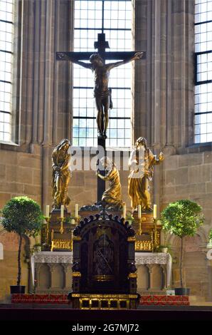 Bamberg, Deutschland: Innenraum des Bamberger Doms, ein spätromanisches Gebäude mit vier Türmen Stockfoto