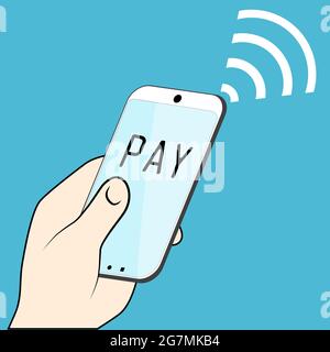 Das Konzept des mobilen Zahlungsverkehrs. Bezahlen Sie online. vektor Stock Vektor