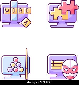 Intellektuelle Spielarten RGB-Farbsymbole gesetzt Stock Vektor