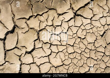 Rissige Trockene Karge Erde. Fehraltorf, Schweiz Stockfoto