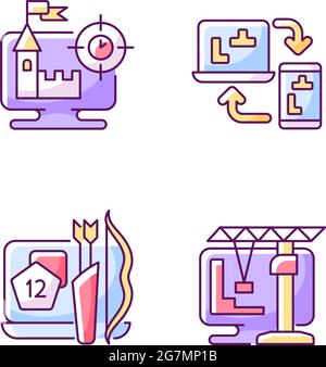 Online-Wiedergabe von RGB-Farbsymbolen eingestellt Stock Vektor