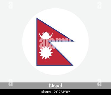 Nepal Runde Kreisflagge. Nepalesisches Symbol Für Kreisförmige Schaltfläche Mit Nepalesischem Banner. EPS-Vektor Stock Vektor