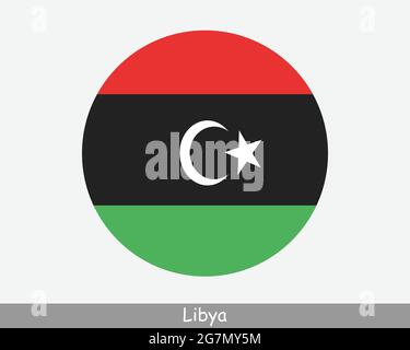 Libyen Runde Kreis Flagge. Libysches Banner-Symbol Mit Kreisförmiger Schaltfläche. EPS-Vektor Stock Vektor