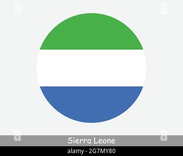 Sierra Leone Runde Kreisflagge. Banner-Symbol Für Die Kreisförmige Schaltfläche Von Sierra Leonean. EPS-Vektor Stock Vektor