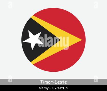 Osttimor Runder Kreis Flagge. Symbol Für Kreisförmige Schaltfläche „Timor-Leste“. EPS-Vektor Stock Vektor